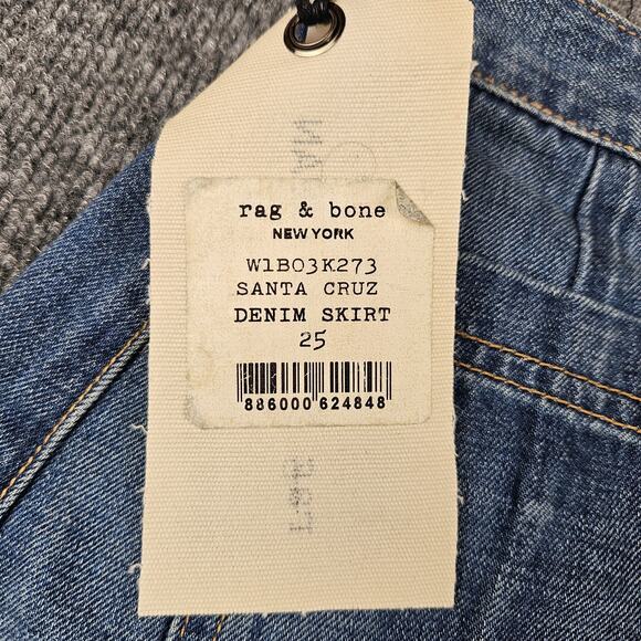 RAG‎ & BONE Button Front Frayed Hem Denim Skirt 25 Santa Cruz Blue Medium Wash - Picture 8 of 11